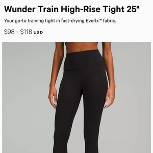 Lululemon Wunder Train Leggings 25”